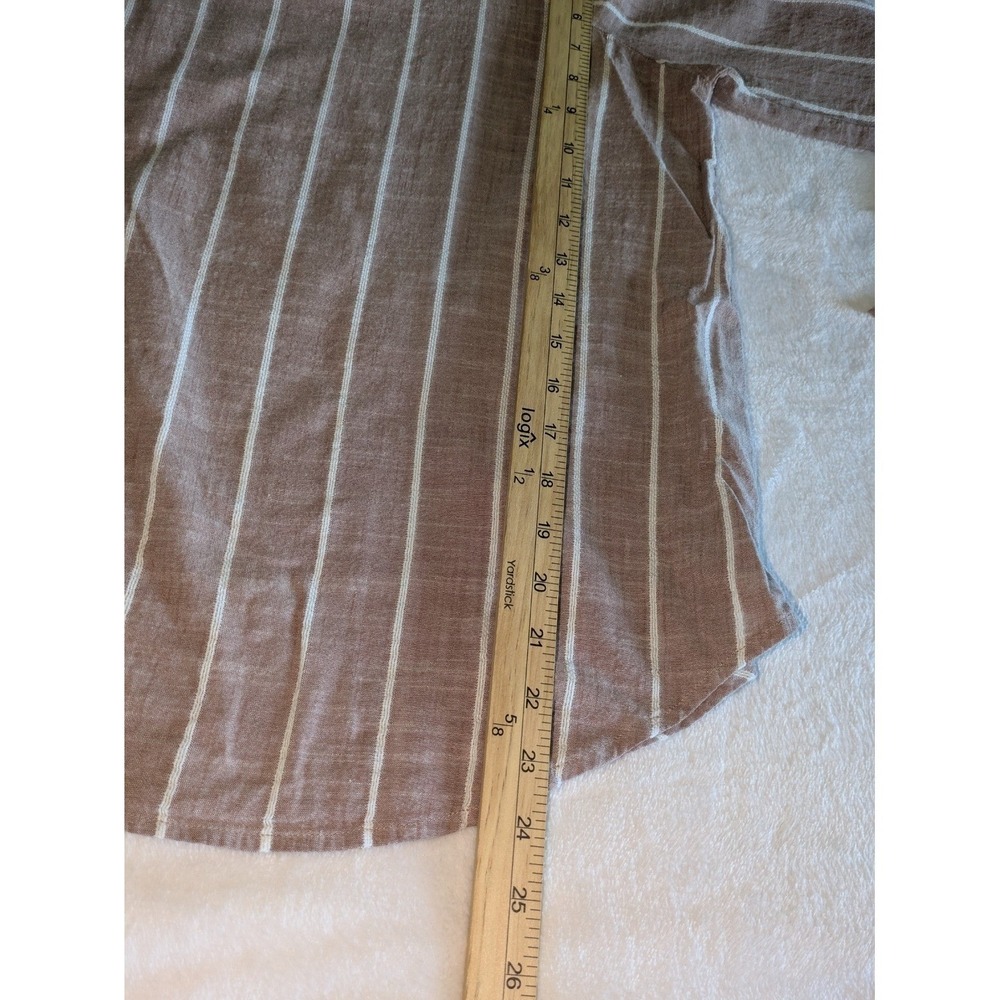 Liz Claiborne Blouse Womens Small Mauve Striped Square Neck Tie Sleeve Top - Picture 6 of 9